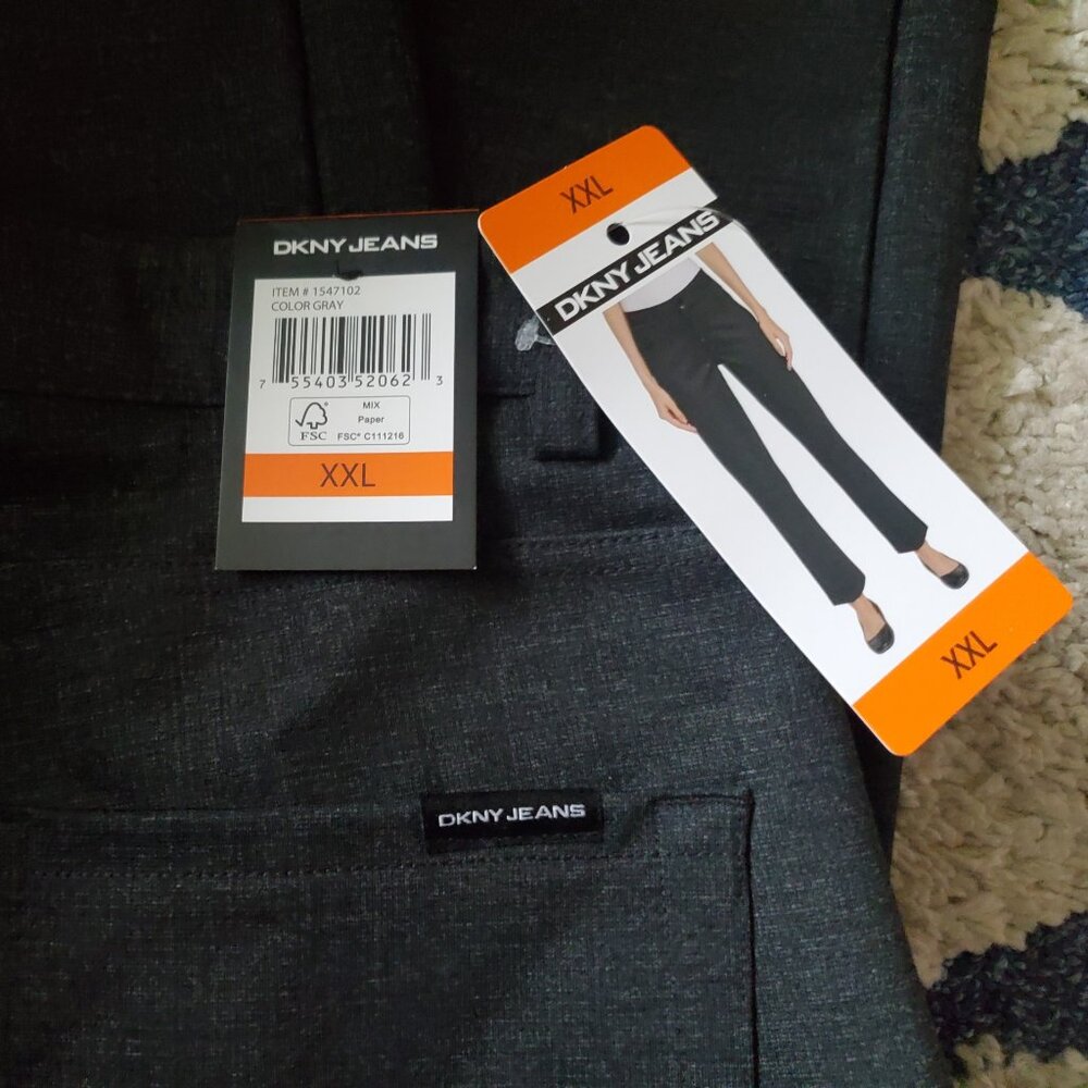 DKNY Charcoal Gray Stretch High Rise Straight Leg Jeans NWT! Sz XXL